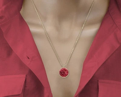 Halskette Kette Mit Amulett Anhänger Rot Beere Frau Mädchen Gold Geschenkidee - Bild 1 von 4