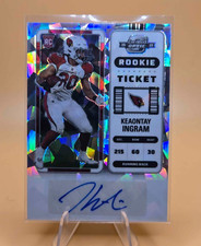2022 Contenders Optic Keaontay Ingram RC Cracked Ice Rookie Ticket Auto /22