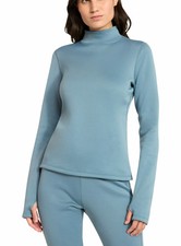 Ozark Trail Womens WARMEST Base Layer Long Sleeve Mock Neck Top Blue