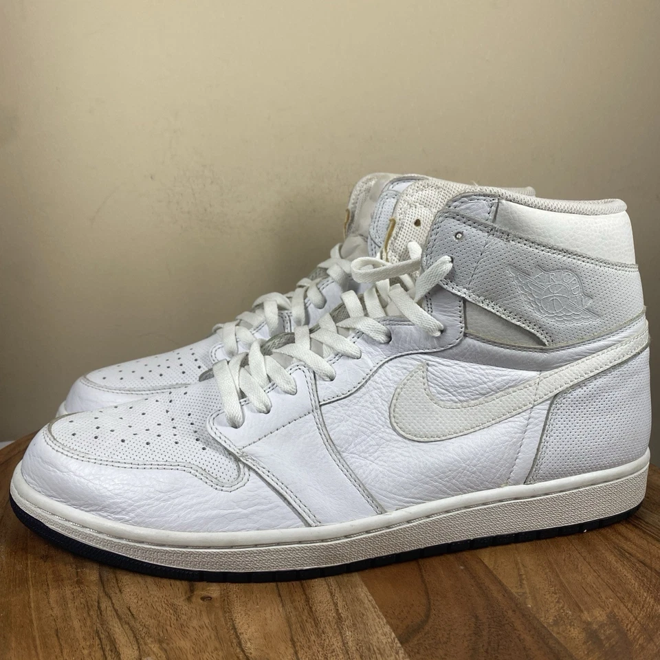 Nike Air Jordan 1 Retro OG Blanco Perforado Hombres Blanco Talla 15 Zapatos 555088-100 Foto 2 de 4