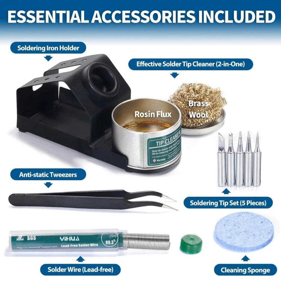 YIHUA 939D+ I Soldering Station Upgraded 75 Watt Digital Display Soldering Iron - Image 3 of 4