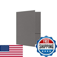 LUXPaper 9" x 12" Presentation Folders Two Pocket Smoke Gray 100lb. 50 Qty