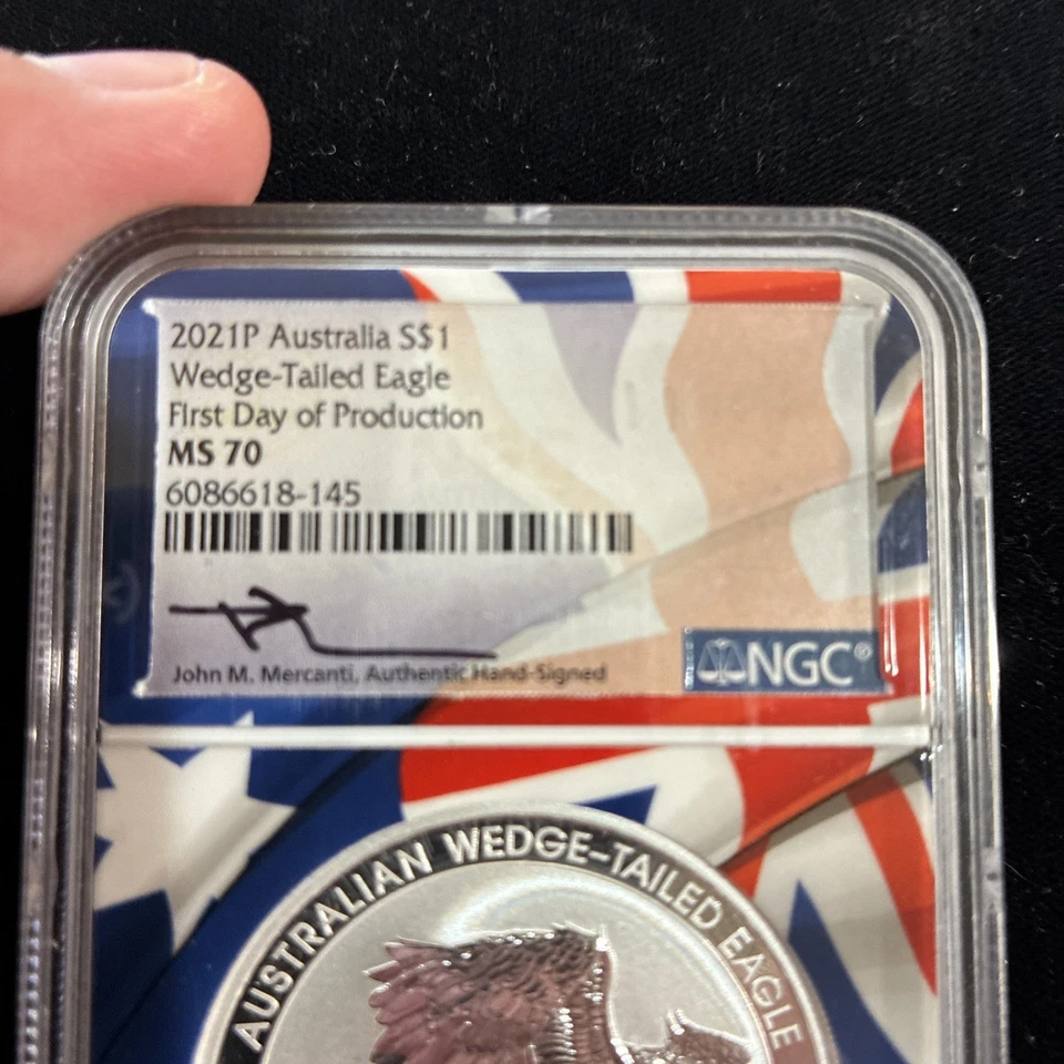 2021P AUSTRALIA S$1 WEDGE-TAILED EAGLE FIRST DAY OF PRODUCTION MS70 NGC COIN - Image 3 of 4