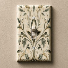 Gray Botanical Decorative Light Switch Cover Plate by SnazzySwitch