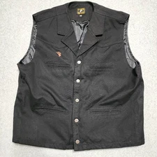 Wyoming Traders Bronco Cotton Canvas Vest Men Size XL-Tall Black Cowboy Western