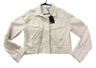 NEW Paige Cerra Womens Twill Denim Jacket Vintage Sand Size X-Large XL NWT