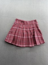 Zara Skirt Girls 11-12 152 Pink Plaid Pleated Mini Side Zip School Skater