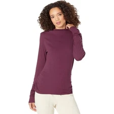 NWT Michael Stars Womens Size XL Dark Purple Nichole Mock Neck Ribbed Top NEW