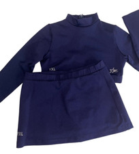 NEW Dance Outfit Costume Yth XL Crop Top Skirt Briefs Blue Cheerleader Uniform