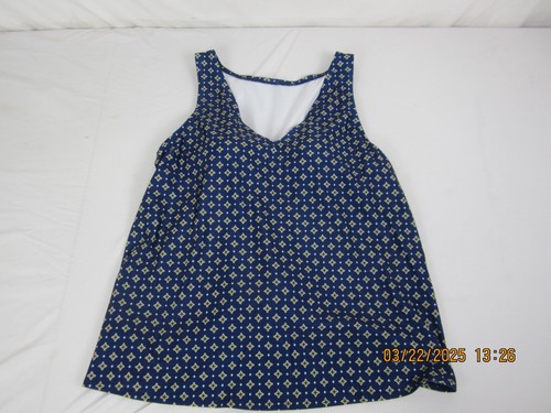 Kona Sol Women's Tile Print Tie Back Tankini Blue L - Picture 8 of 14