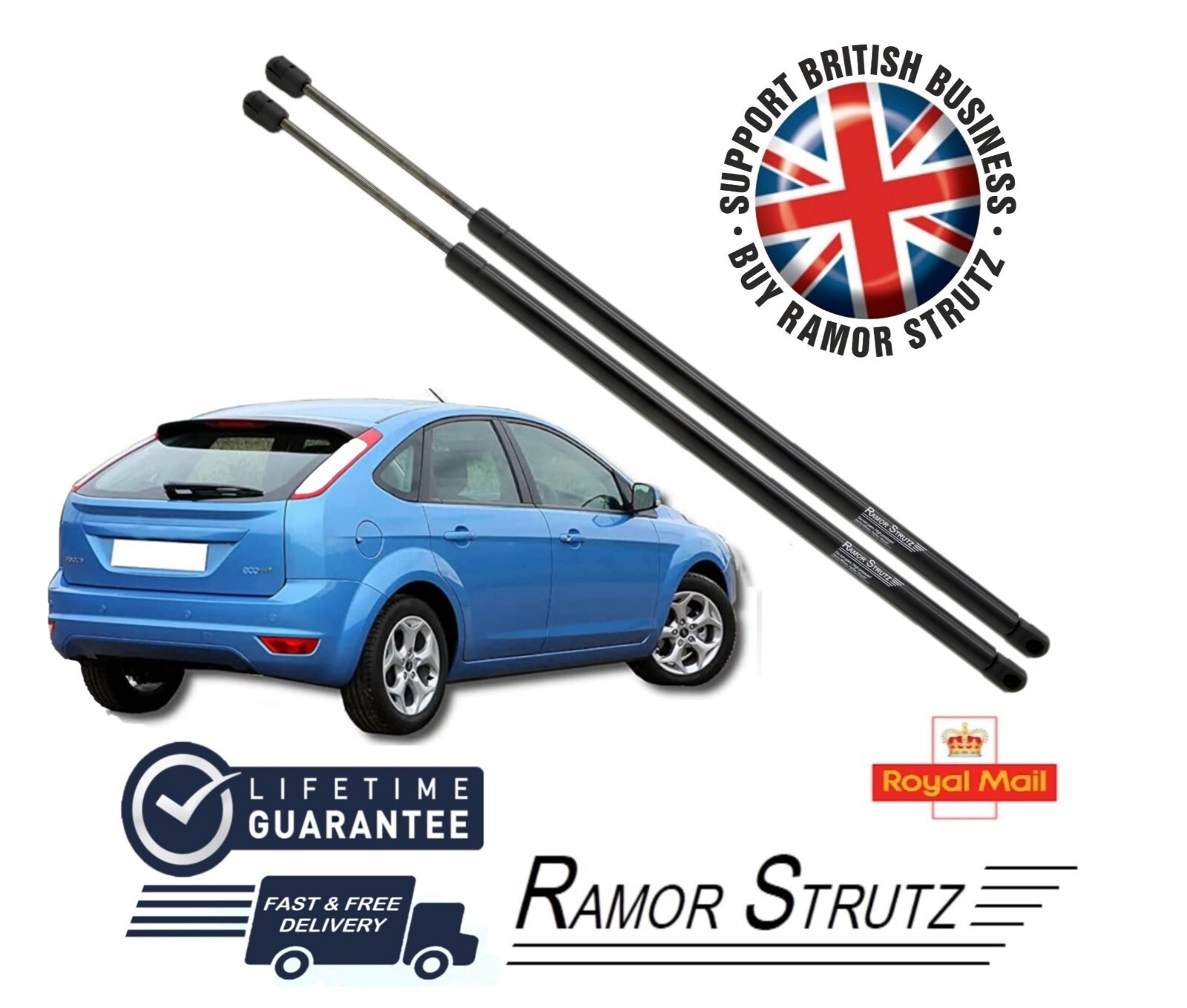 Ramor Strutz 2x Tailgate Gas Struts for a Ford Focus Mk2 2004-2012