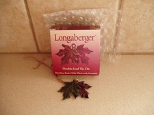 LONGABERGER DOUBLE LEAF GREEN BROWN TIE-ON FOR FALL USA NIB FREE SHIPPING