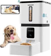 Automatic Dog Feeder with Camera, 8L Smart 5G Wifi Cat Pet Feeder Night Vision S