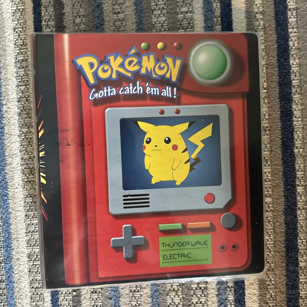 Vintage 1998 Pokemon Pikachu & Meowth Pokédex Binder Nintendo Game