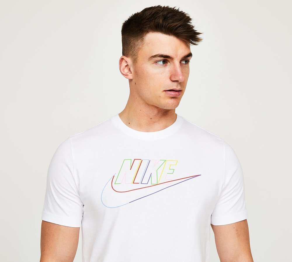 Men\'s Nike Futura Club Multi Logo Sportswear T-Shirt White DZ2871-100 | eBay