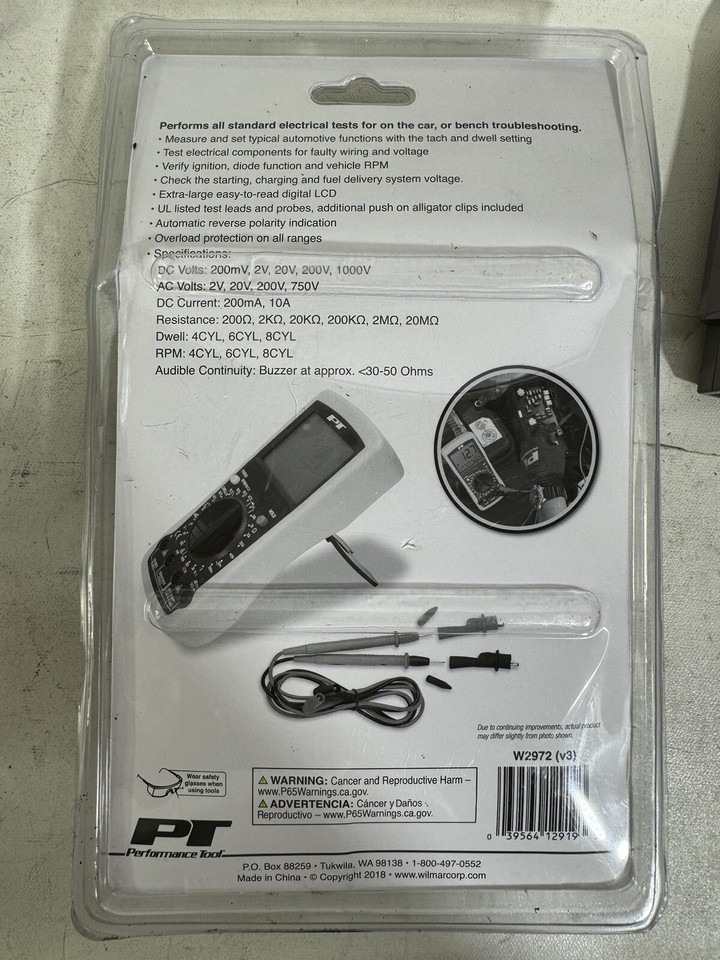 PT Digital Automotive Multimeter Professional Series Model W2972 eBay