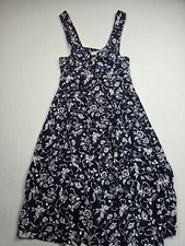 Vintage Express Floral Sleeveless Navy & White Sundress 90s Y2K Small Medium