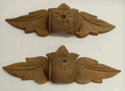 PAIR ANTIQUE CARVED WOODEN LEAF AND CREST PATTERN DRAWER, CABINET,HANDLE/PULL