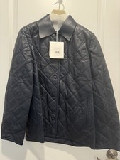 The Row Bastian Quilted Leather Coat Size 2 Navy Retails $4950! Nwt