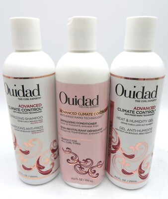 OUIDAD ADVANCED CLIMATE CONTROL DEFRIZZING SHAMPOO & CONDITIONER & GEL 8.5 oz