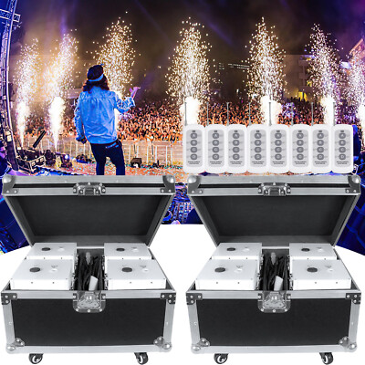 8xCold Spark Machine mit 2x Flight CaseDMX Sparkular Funkenmaschine Bühneneffekt