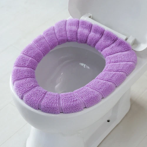 Bathroom Toilet Seat Cover Soft Knitting Fabric Case Pad Winter Warm Mat 1pc - Picture 25 of 27