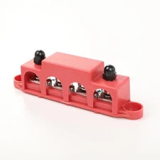 250A 12V 4 Post Busbar Bus Bar Power Distribution Block With Cover 5/16" Red