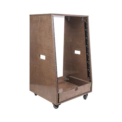 Sound Town 16U DIY Solid Baltic Birch Plywood Slanted Studio Rack with 16U Ra...