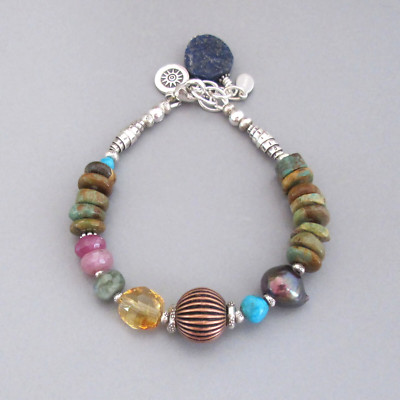djs Sundance Turquoise Ruby Citrine Pearl Sterling Silver Bracelet Lk Catalog
