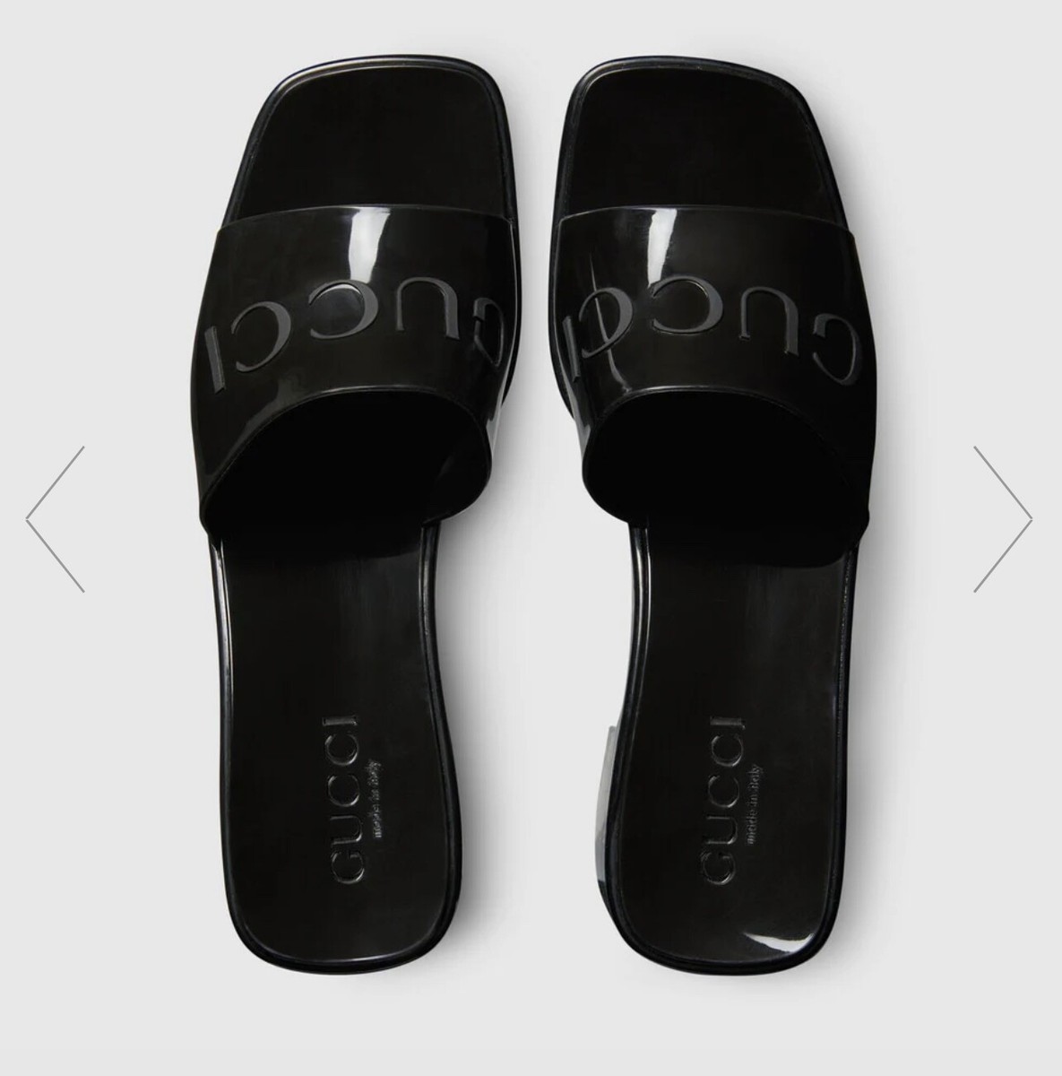 Gucci Women's Black Rubber Platform Slide Sandals Shoes Size