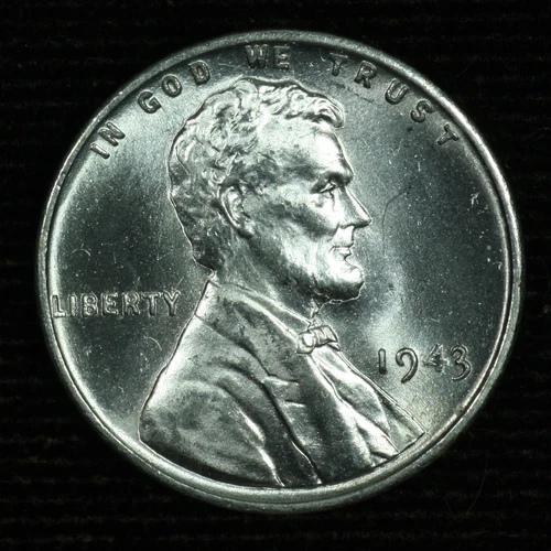 Lincoln Steel Wheat Cent. 1943 P. Gem Brilliant Uncirculated. Lot # 9049-136-025