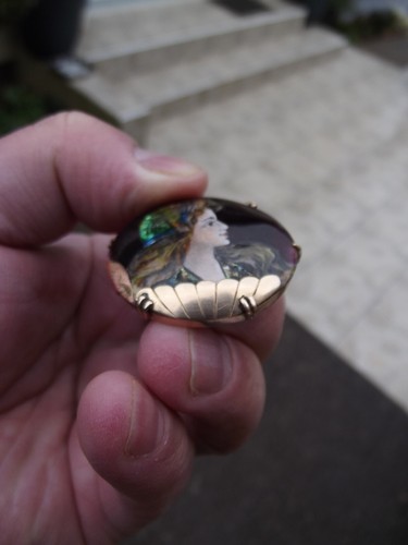 Ancien Broche limoges en émaillé signée lazerat monture en or 18 carats - Imagen 17 de 19