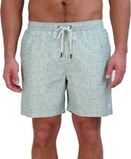 Eddie Bauer Volley Swim Trunk Shorts 8" Light Blue Fish pattern UPF 50 Size S