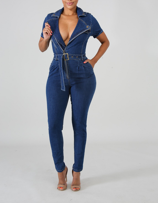 Women's Denim Jumpsuit w/Belt (Blue) SUPER SALE** UK