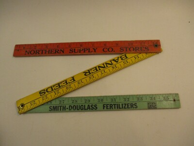 #ad Vintage Tri color Folding Ruler Yardstick Advertising Northern Supply Co Stores $24.99