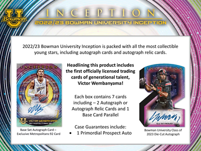 2022-23 Bowman Inception University Hobby Box - Wembanyama