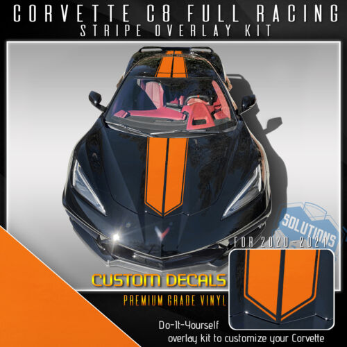 For 2020-2021 C8 Corvette Racing Stripes Overlay Graphic Decal Flat Matte Vinyl - Picture 15 of 18