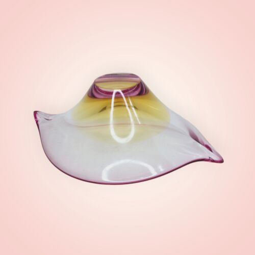 Evolution by Waterford Crystal Console Bowl Candy Dish Pink Amber Marked 10" - Picture 5 of 12