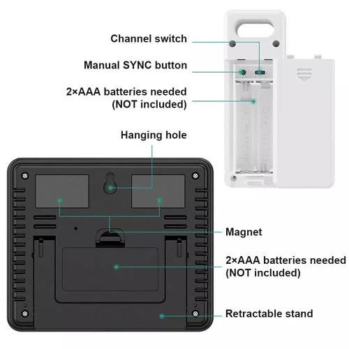 Digital LCD Indoor & Outdoor Weather Station Clock Calendar Thermometer Wireless - Picture 13 of 20
