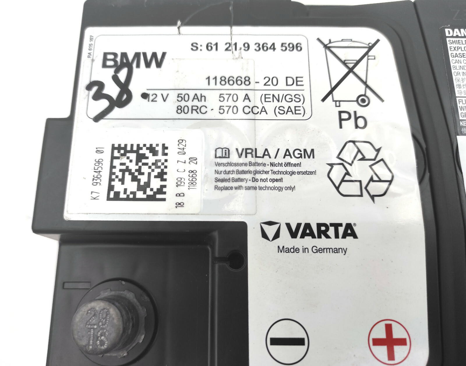 OEM BMW 6 G32, 5 F10, F18, 5 G30, G31, 7 F01, F02 - AGM-Battery, 50Ah ...