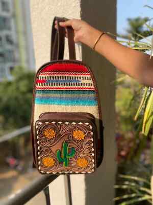 Leather Aztec backpack-small | eBay