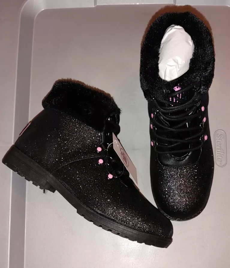 Juicy Couture Black Glitter Boots. Kids size 6. Womens size 7 1 2