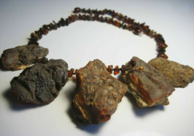 Raw Genuine Massive Beautiful Baltic Amber Necklace 50 g. 19 in !!!