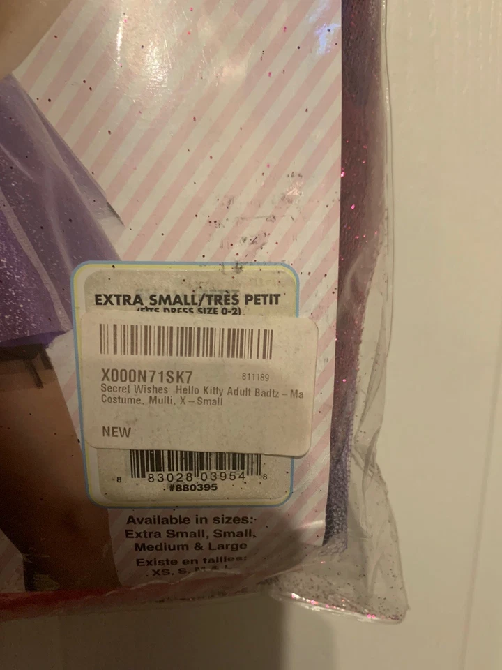 Nuevo Vestido Disfraz Rubíes Hello Kitty Badtz Maru Púrpura Negro Adulto Talla XS 0-2 Foto 4 de 4