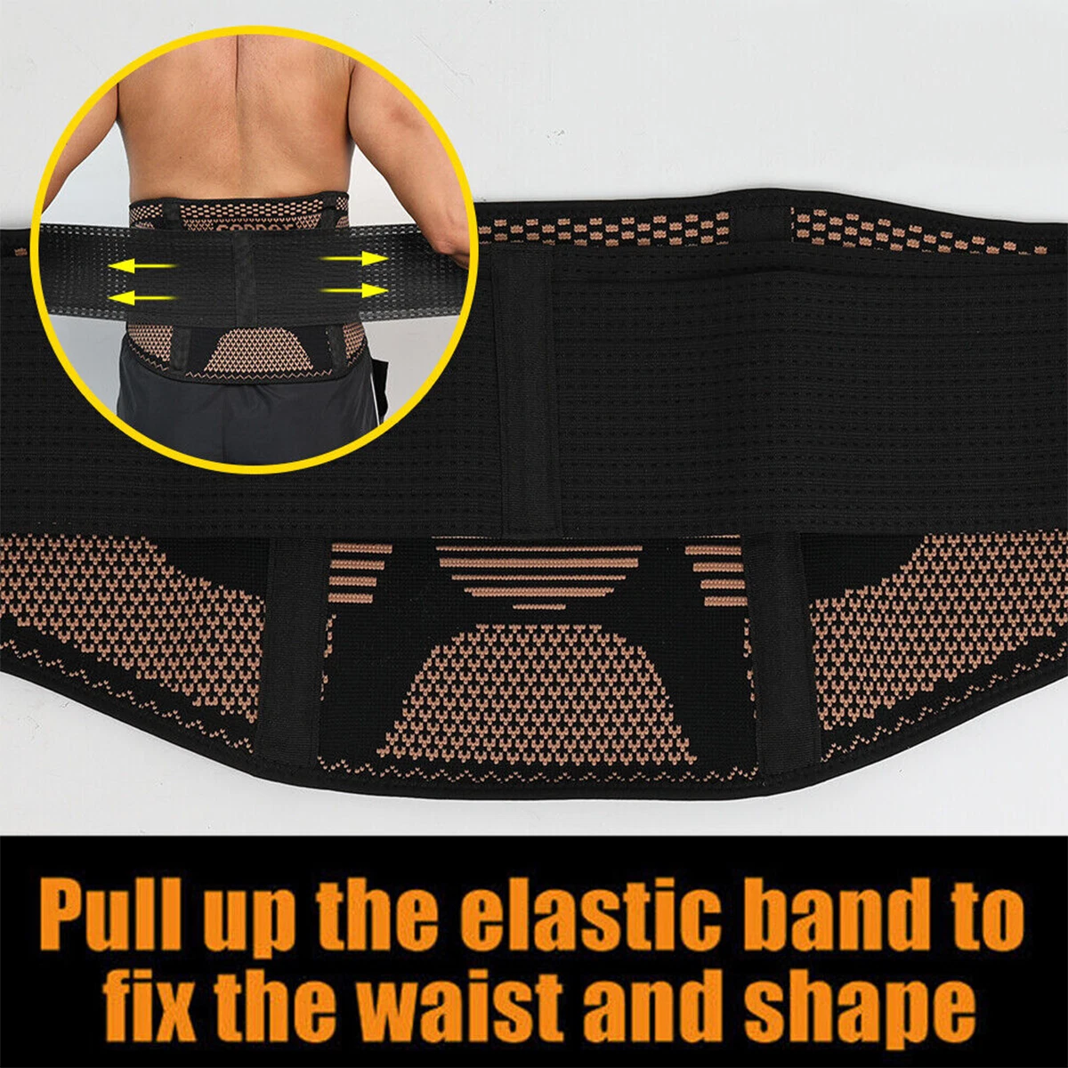 Copper Lumbar Waist Support Brace Belt Lower Back Pain Relief for Men Women