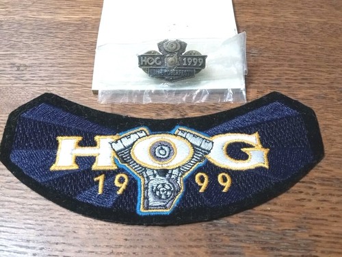 Patch e spilla vintage 1999 HOG Harley Davidson gruppo proprietari per giacca/gilet rocker NOS - Foto 2 di 3