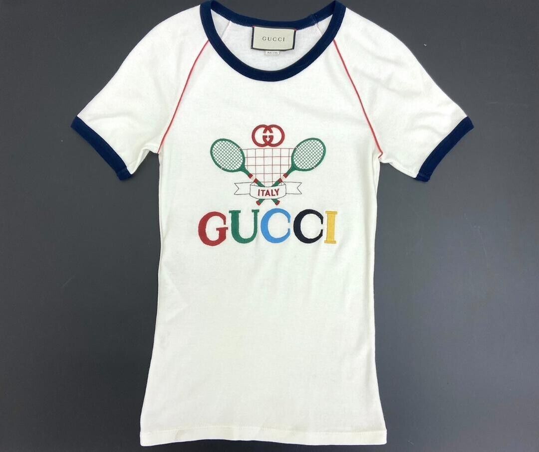 GUCCI Tops T-Shirt Womens Size XS Beige tennis racket GUCCI Tops T-Shirt Womens Size XS Beige tennis racket