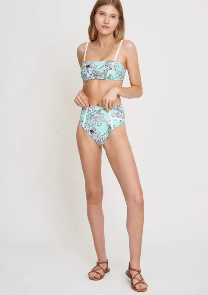 NWT New Letarte Lima Bandeau Bikini Top Bottom in Mint Green