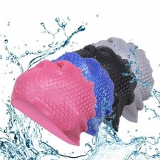 Silicone Swimming Cap Solid Color Long Hair Clean Swim Pool For Men Women Kids