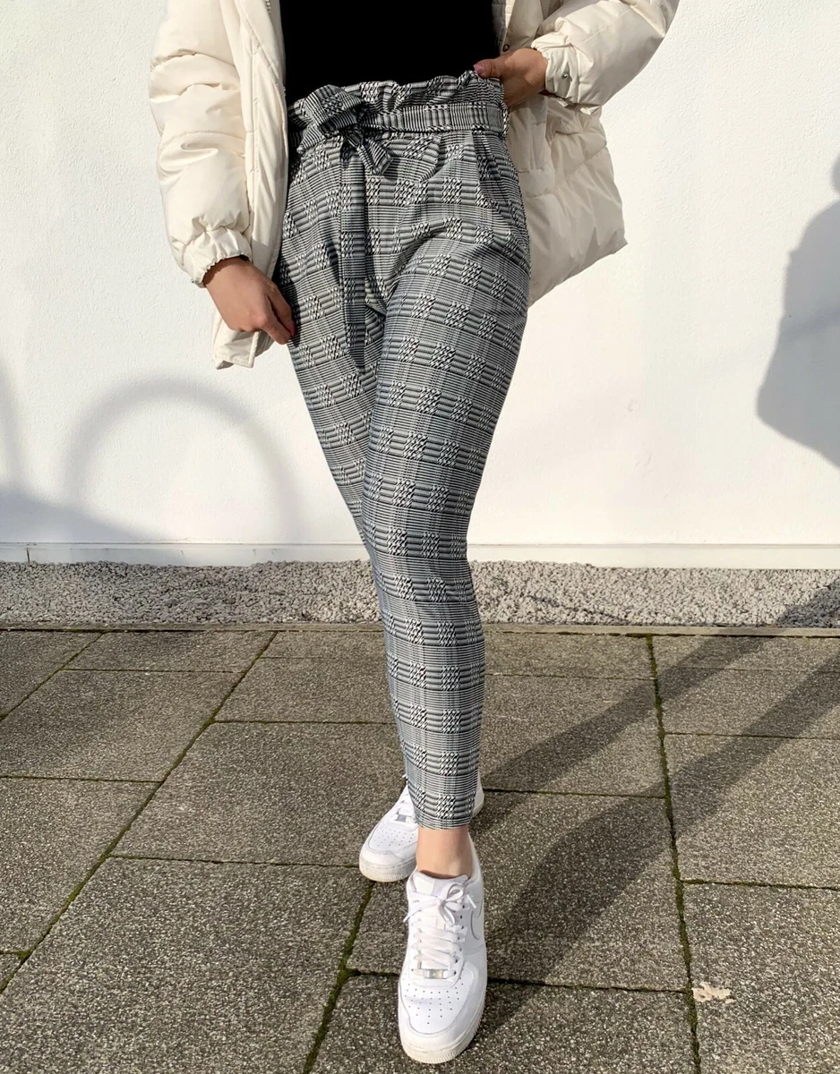 Grey slim top fit trousers ladies